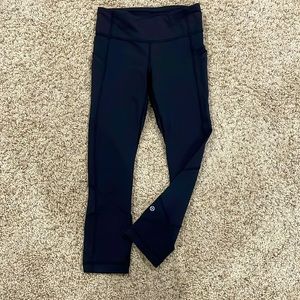 LuluLemon Black Ankle Length Running/Workout Tights Back Zipper Pocket Size 4